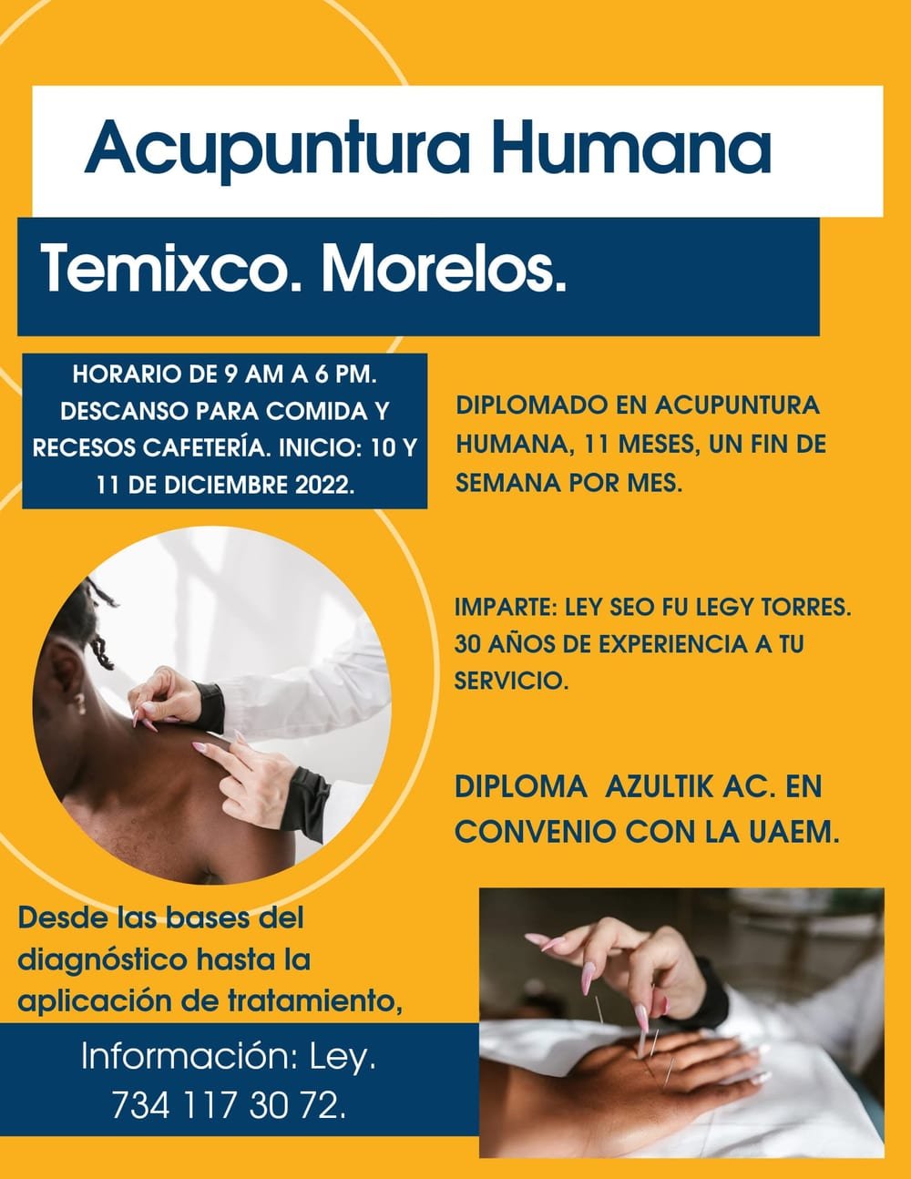 Diplomado en Acupuntura Humana · imparte Ley Seo Fu