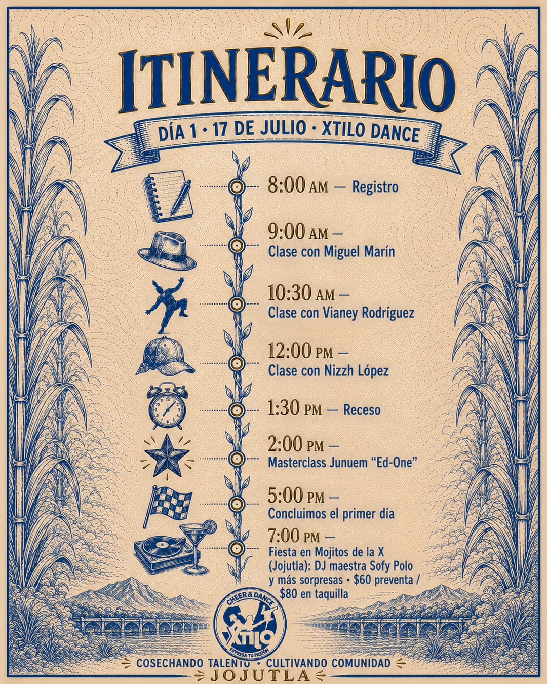 Itinerario Día 1 · 17 de julio · Más que Baile 2026
