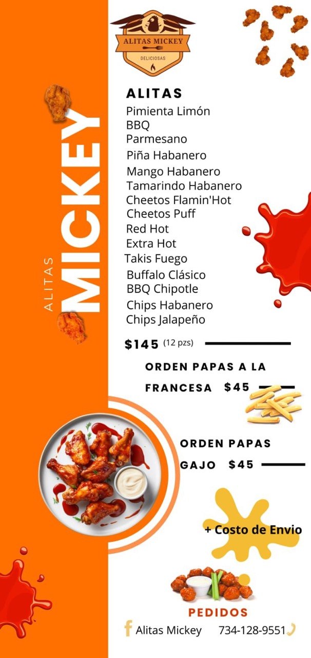 Menú Alitas Mickey